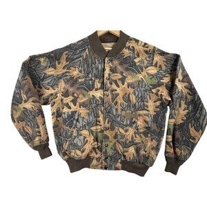 Vintage Simmons MasterGuide Jacket Mens Large Camo Bomber Hunting Trail Cover